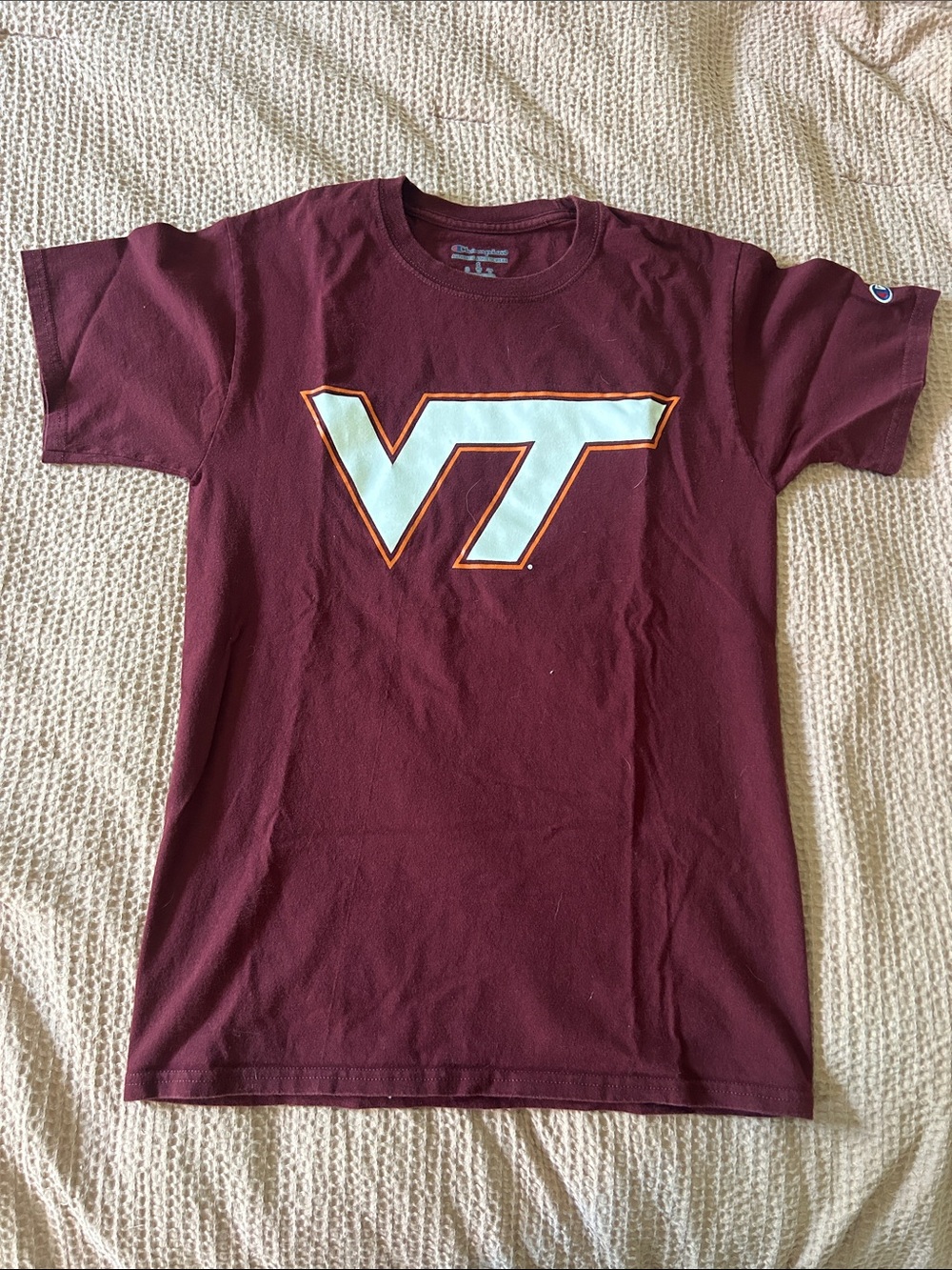 Champion Maroon Crewneck Logo Tee